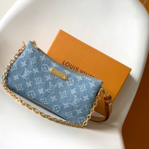 Monogram Denim Liv Pochette with Gold Chain