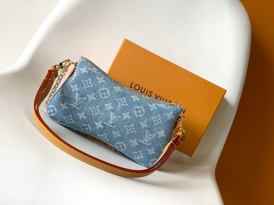 bags2 Monogram Denim Liv Pochette with Gold Chain (Copy) - Image 3