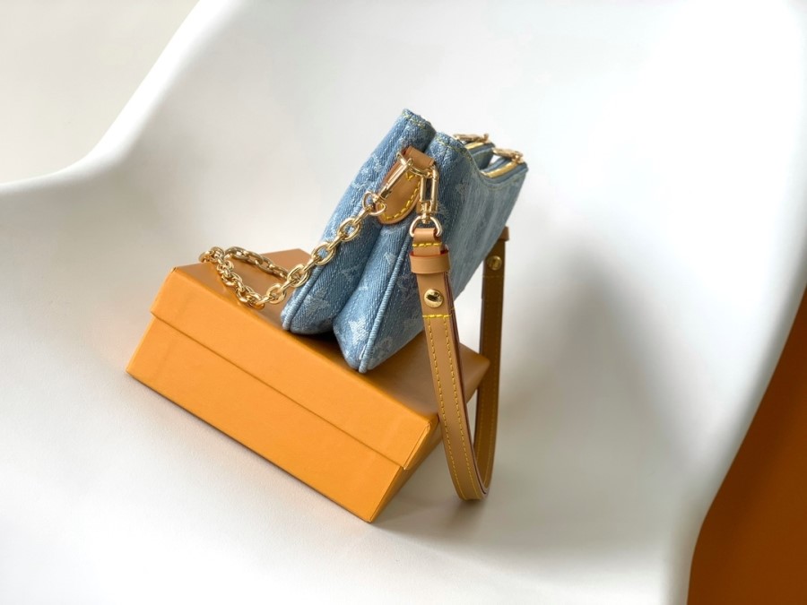 bags3 Monogram Denim Liv Pochette with Gold Chain (Copy) - Image 4