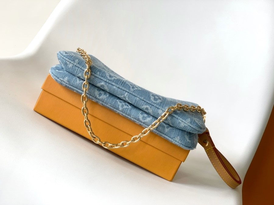 bags4 Monogram Denim Liv Pochette with Gold Chain (Copy) - Image 5
